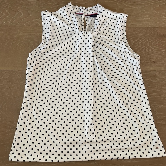 Tommy Hilfiger Tops - Sleeveless white with black polka dot blouse